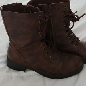 Brown lace up boots